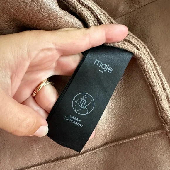 Maje Belia Faux Fur Jacket in Brown NWT Size 40 Large - Picture 9 of 10